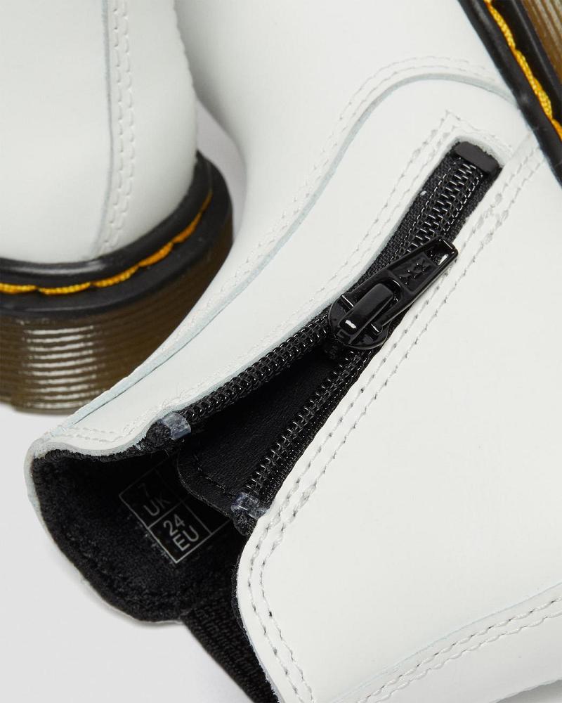Dr Martens Toddler 2976 Læder Chelsea Støvler Børn Hvide | DK 669ZUT